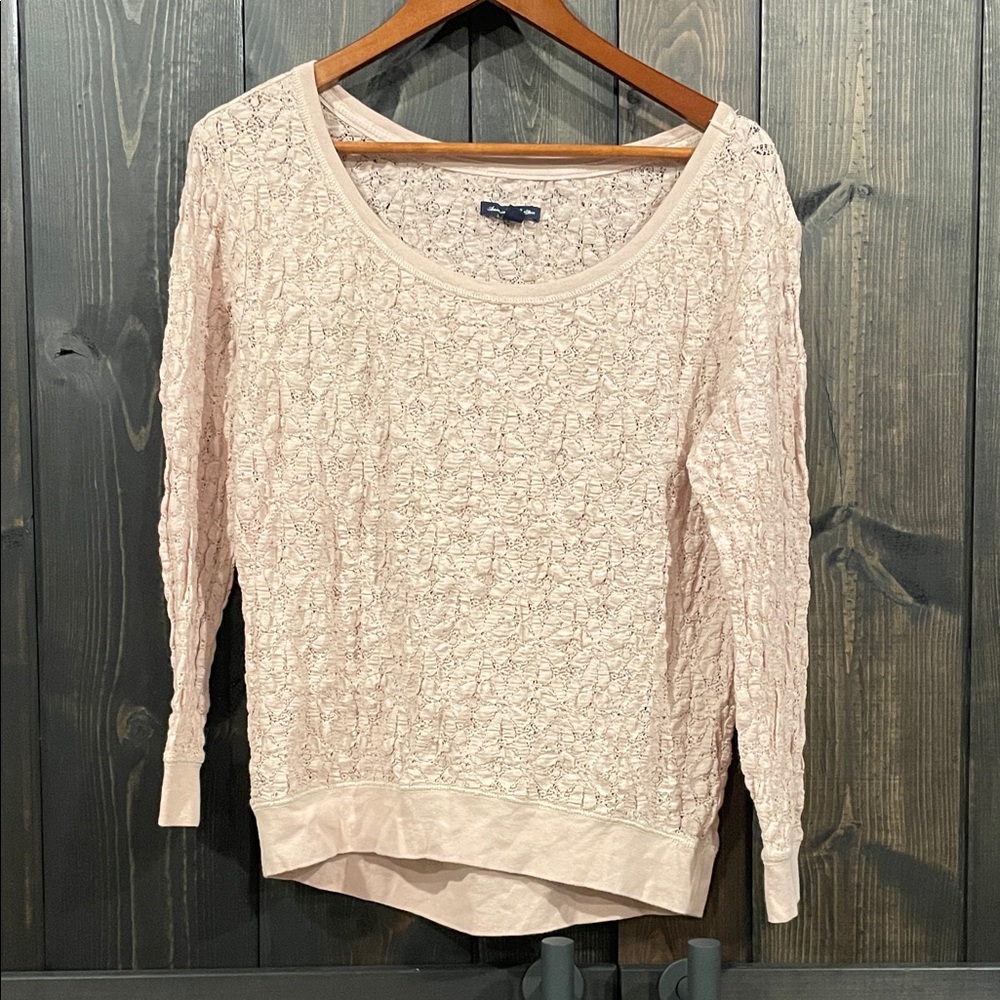 American Eagle Outfitters Cream Lace Top
